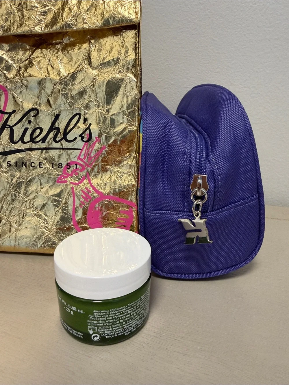 Kiehl’s Avocado Nourishing Hydration Mask + 2 Cosmetic Travel Bags Set - NIB